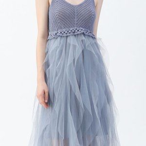 Chicwish KNIT RUFFLED MESH CAMI DRESS